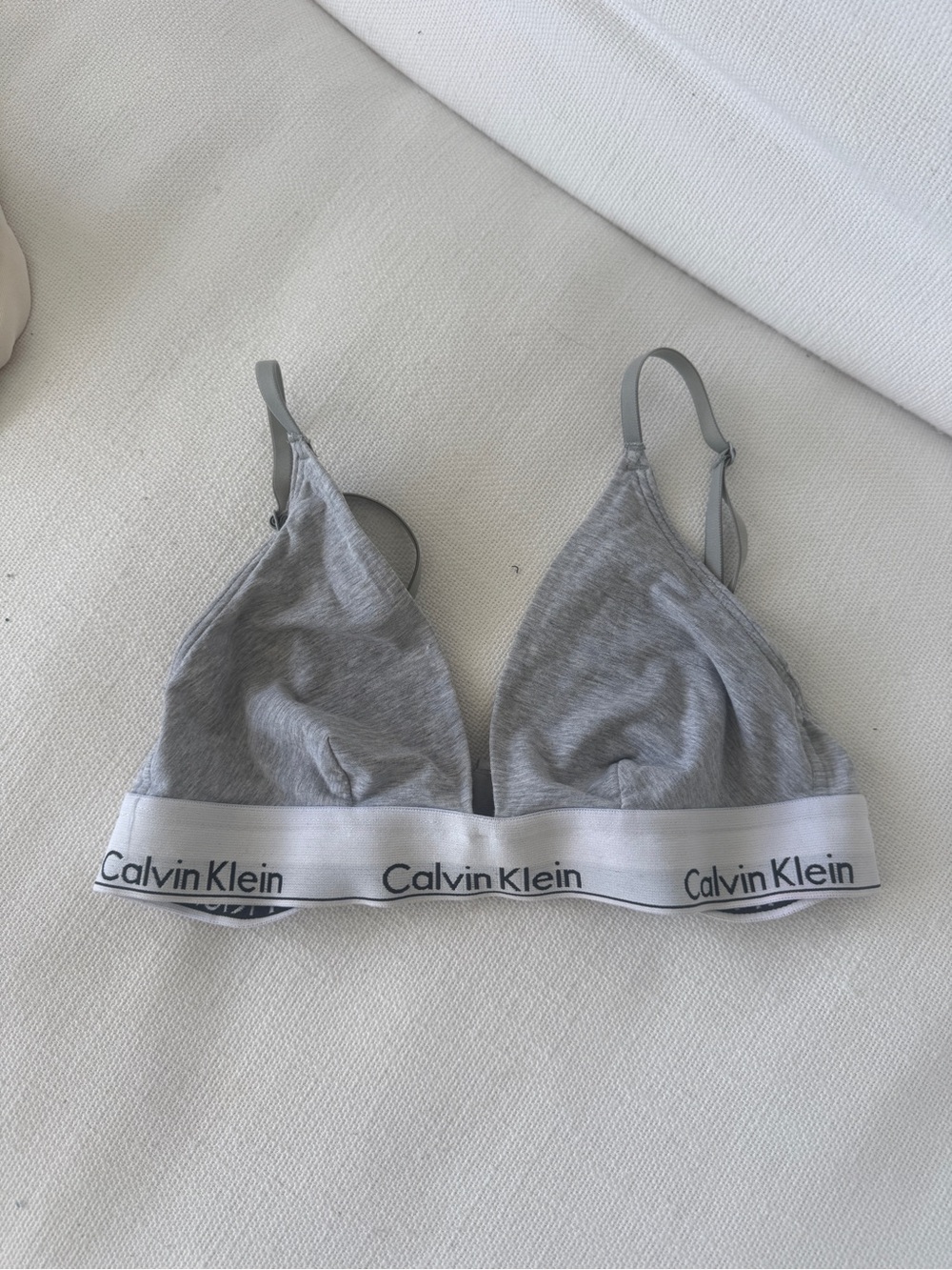 Calvin Klein Light Grey Triangle Bralette with Logo Band